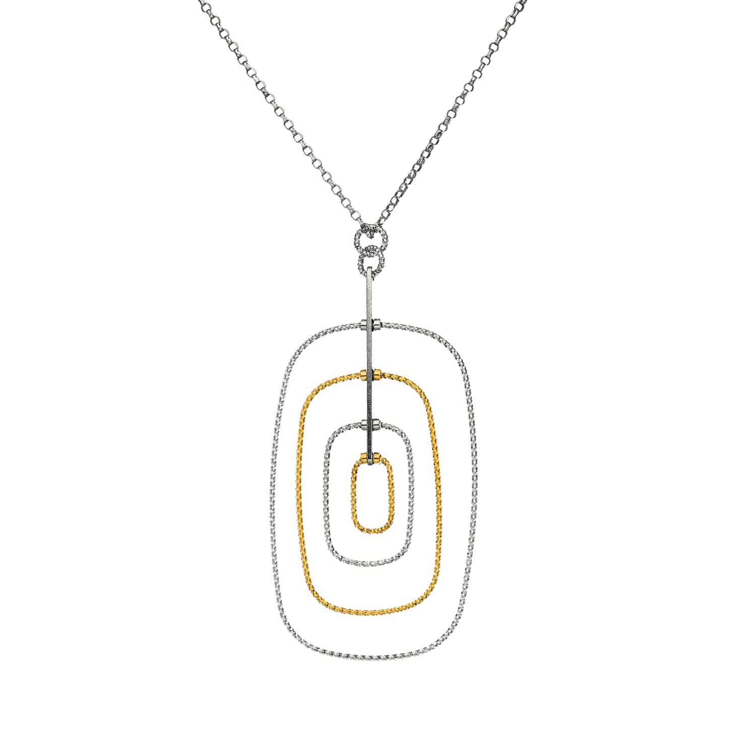 Collier forme ovale psyqué argent doré rhodié diamanté