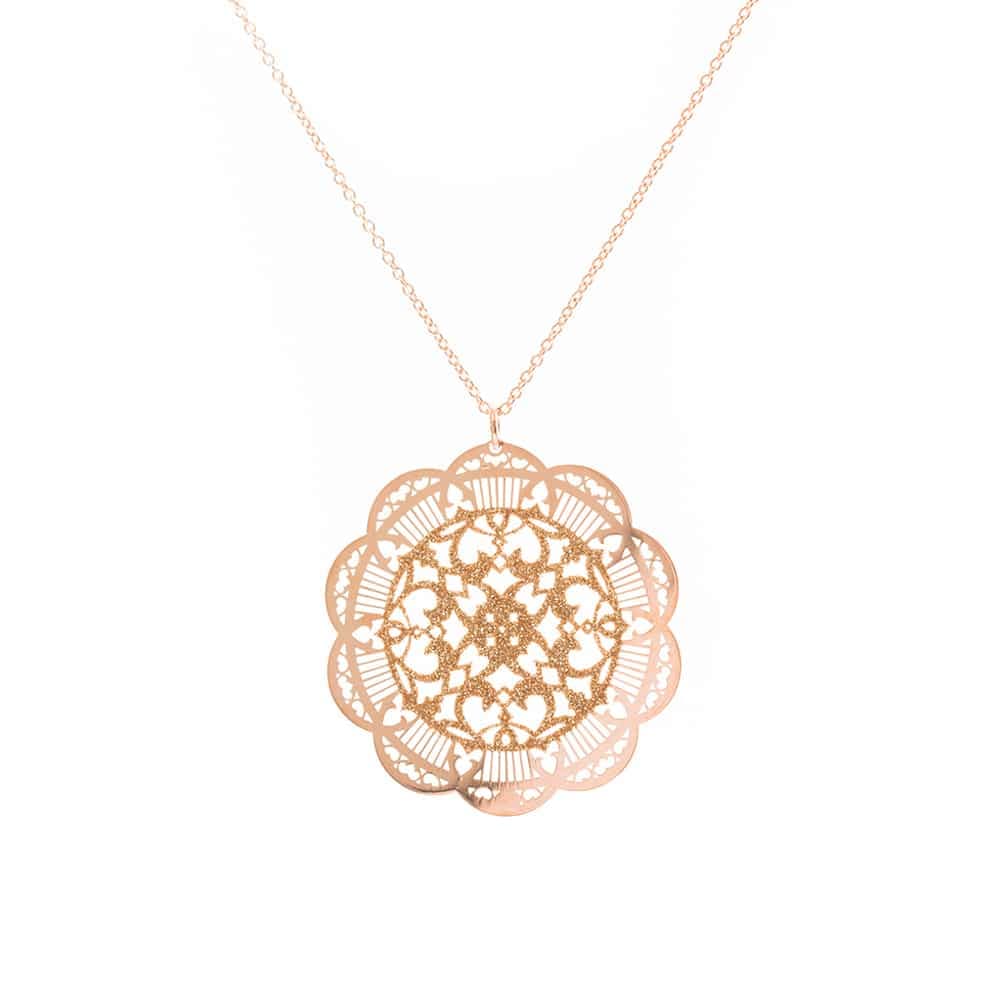 Collier argent inca rose et champagne