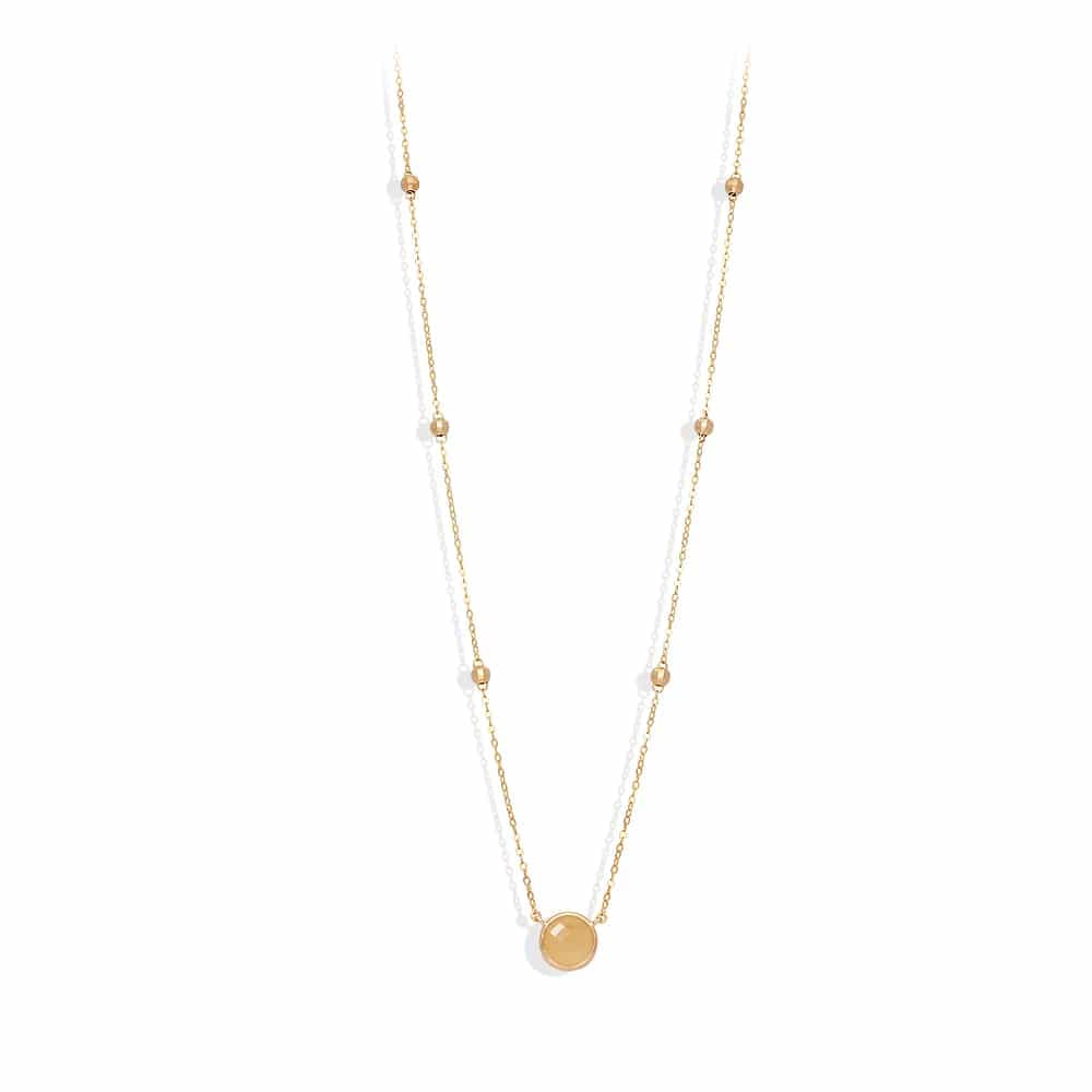 Collier long argent doré valentine cristal pêche