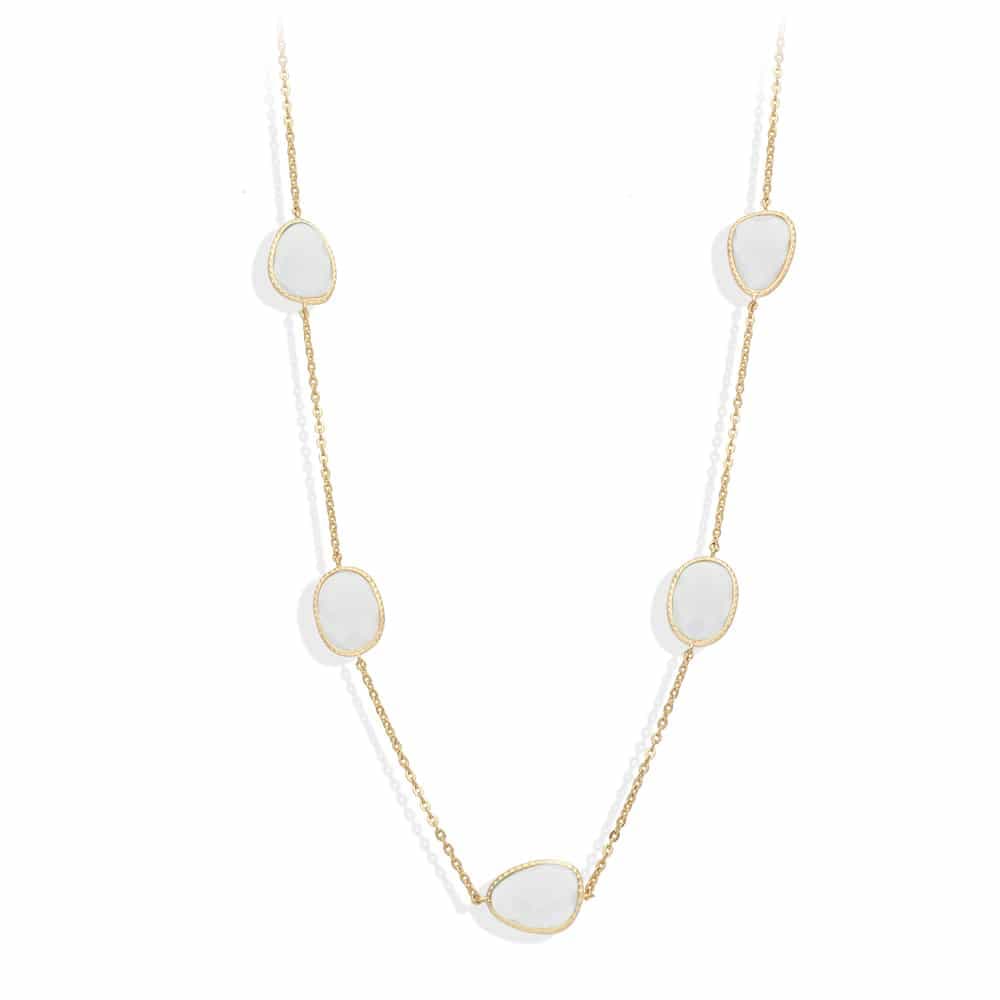 Collier long argent doré victoria cristal blanc