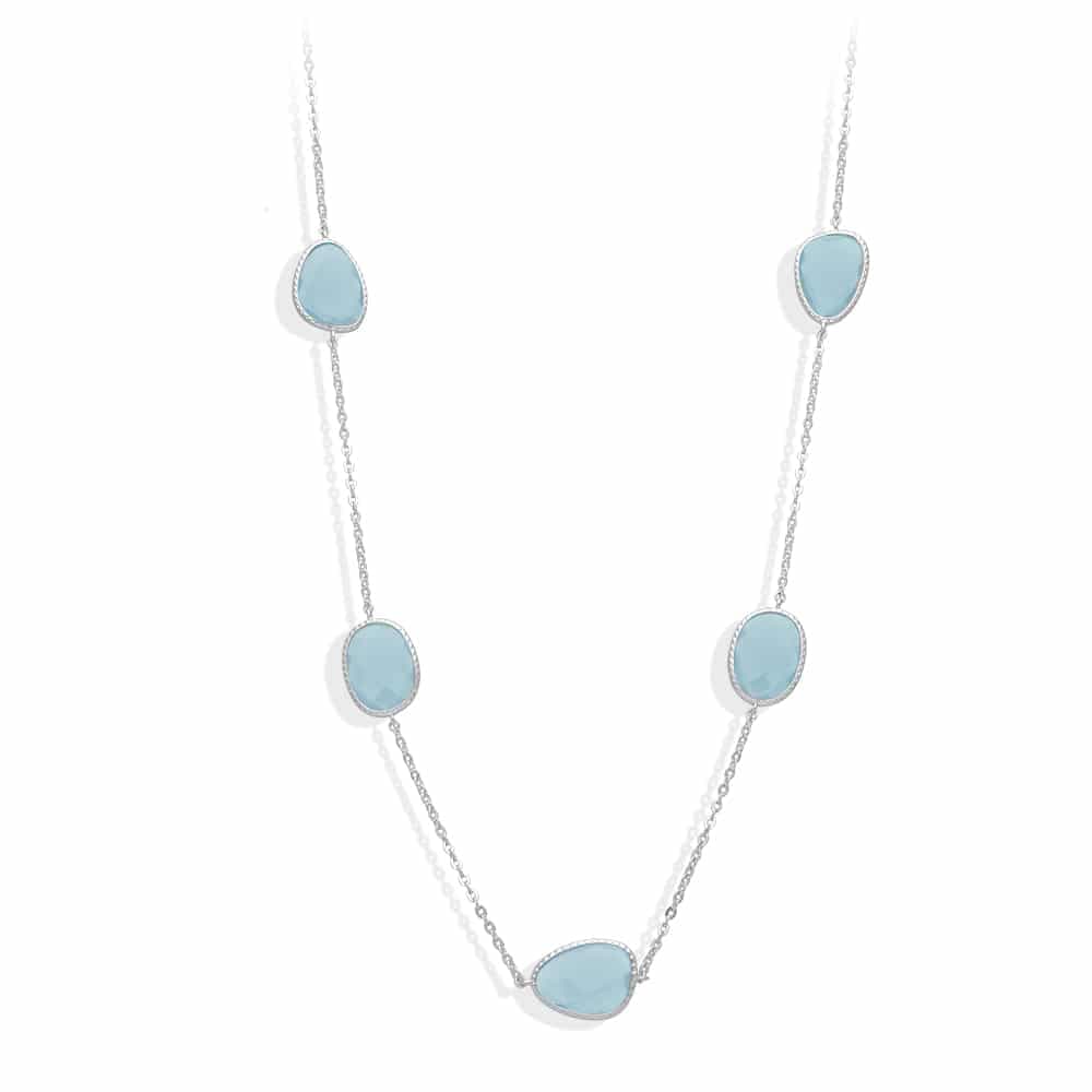 Collier long argent victoria cristal vert eau