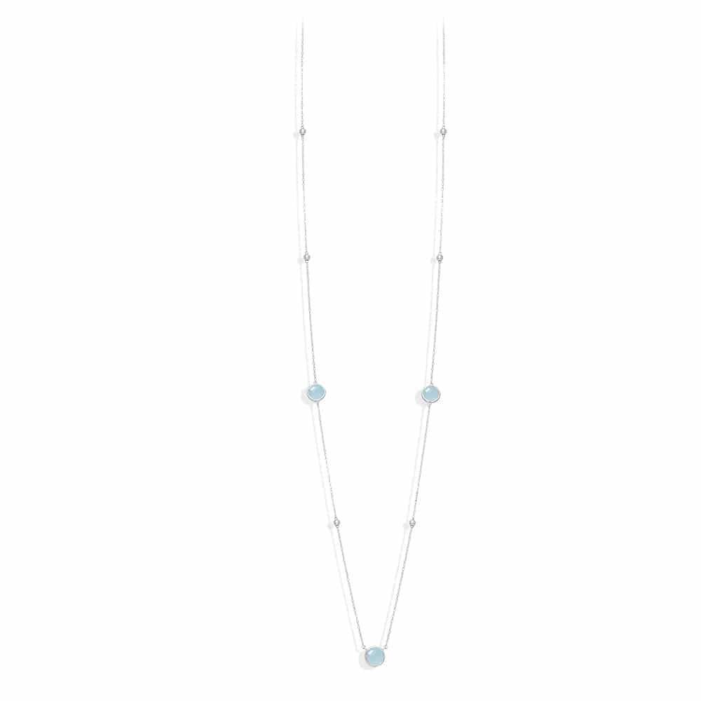 Collier long sautoir argent valentine cristal vert eau