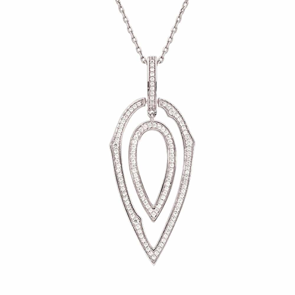 Collier rhodié zirconiums blanc