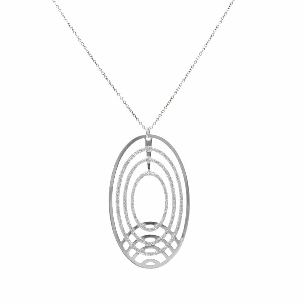Collier argent ovale horizon rhodié