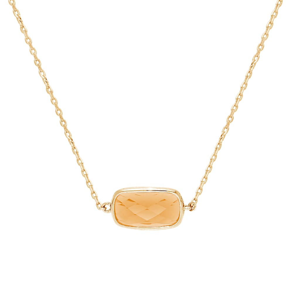 Collier petit galet argent doré pierre pêche