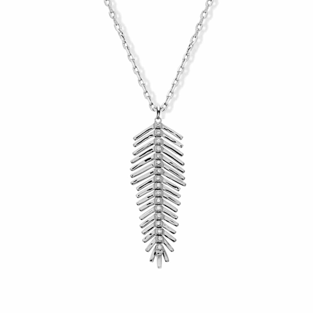 Collier plume argent rhodié