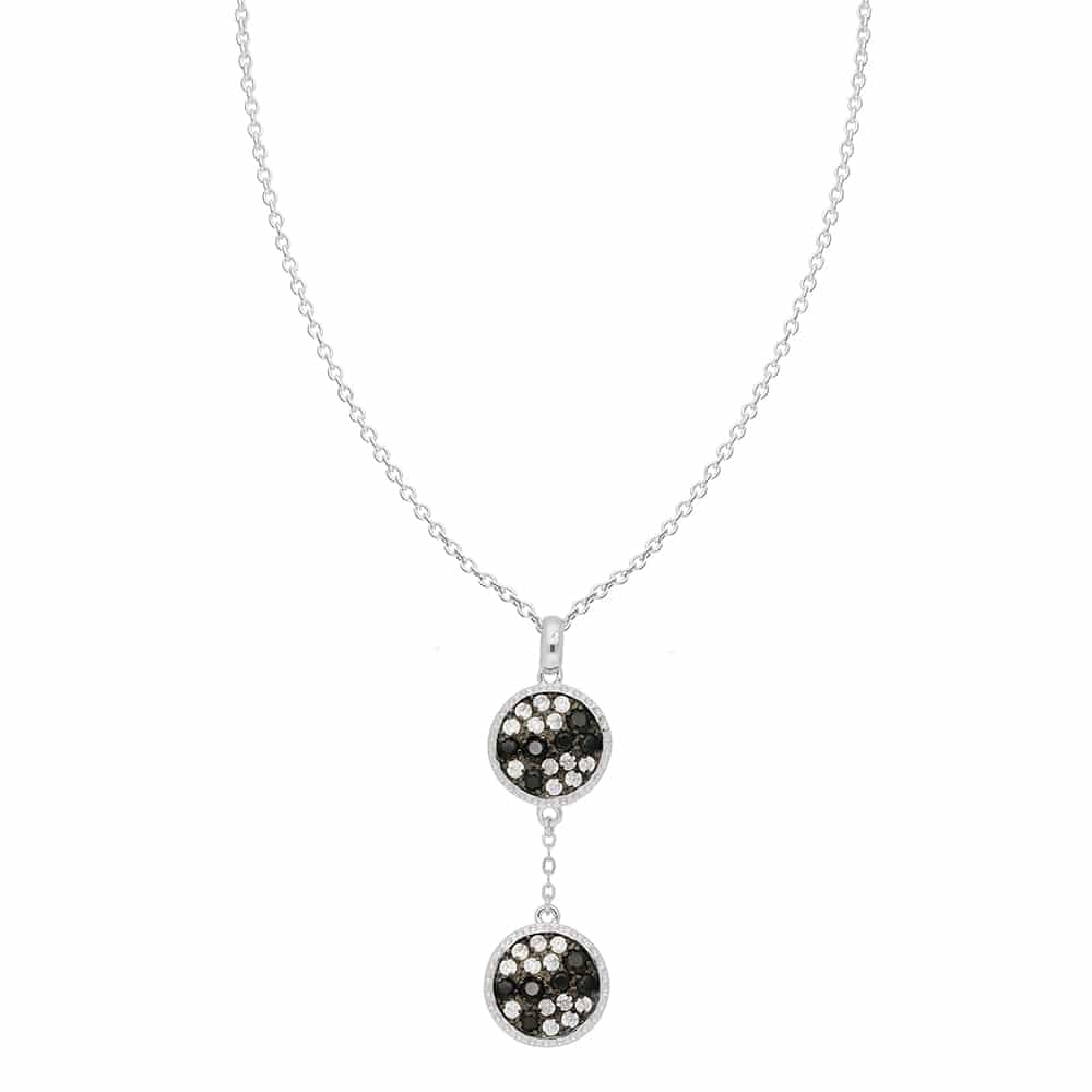 Collier rhodié zirconiums blanc et noir