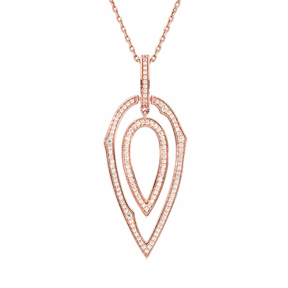Collier rose  zirconiums blanc