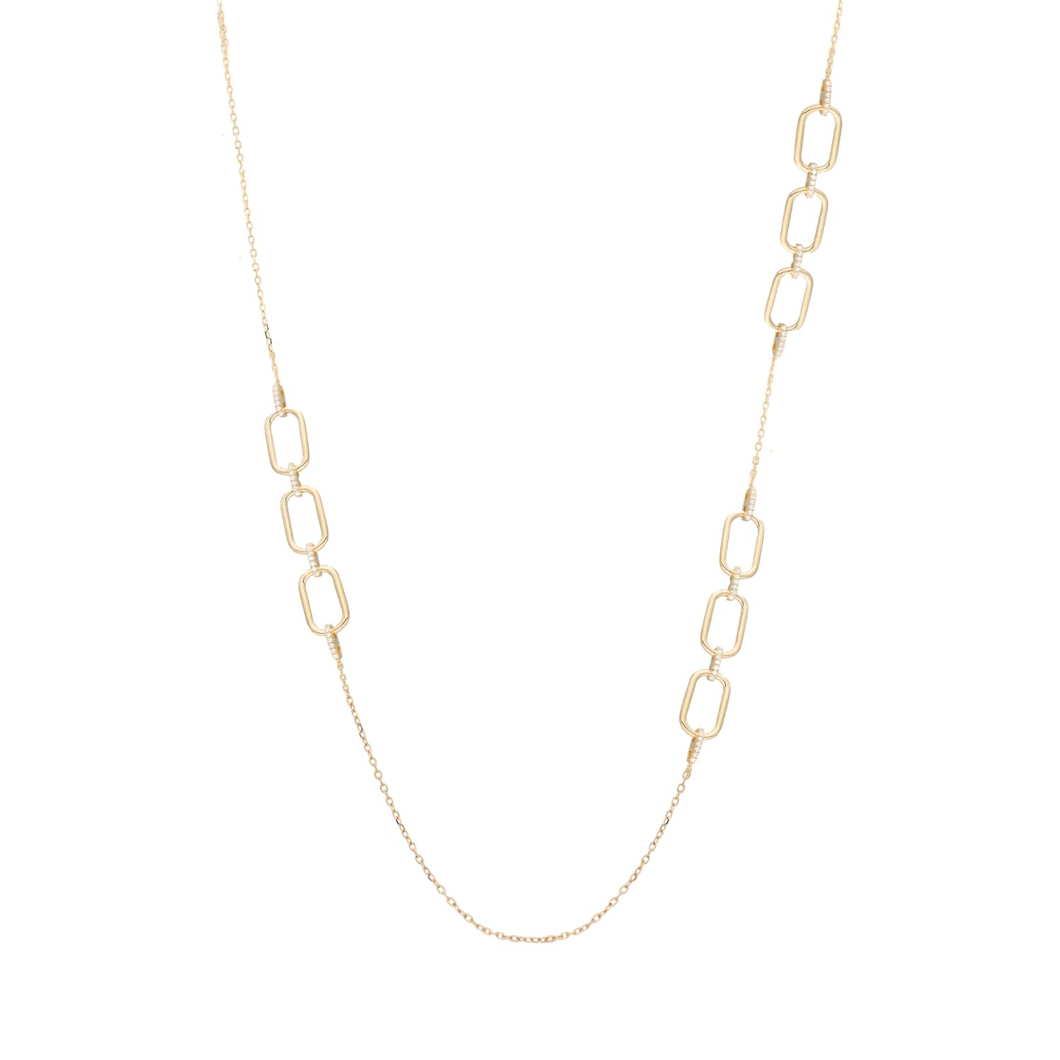 Collier sautoir argent doré olga serti zirconium blanc