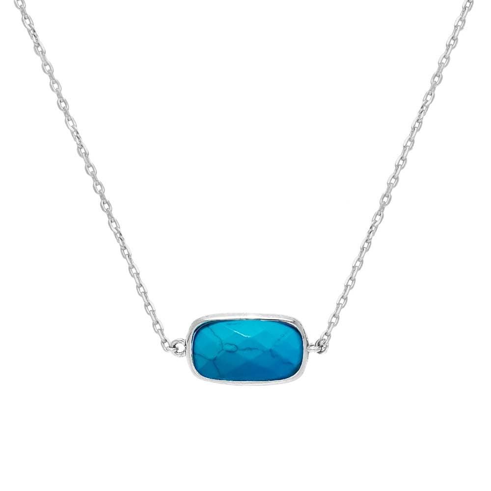 Collier argent galet cristal turquoise