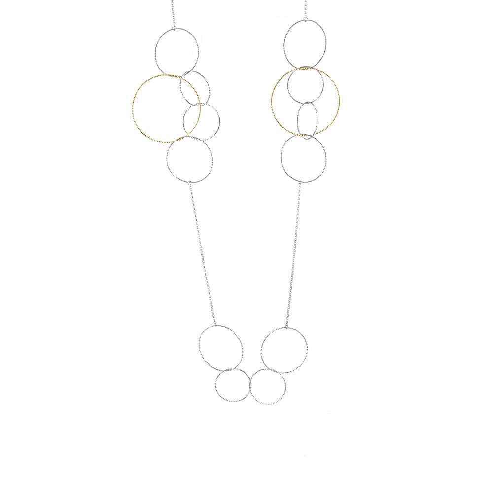 Collier sautoir argent rhodié doré diamanté Laura