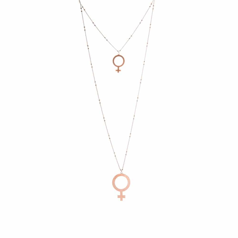 Collier sautoir argent sigle féminin bicolore