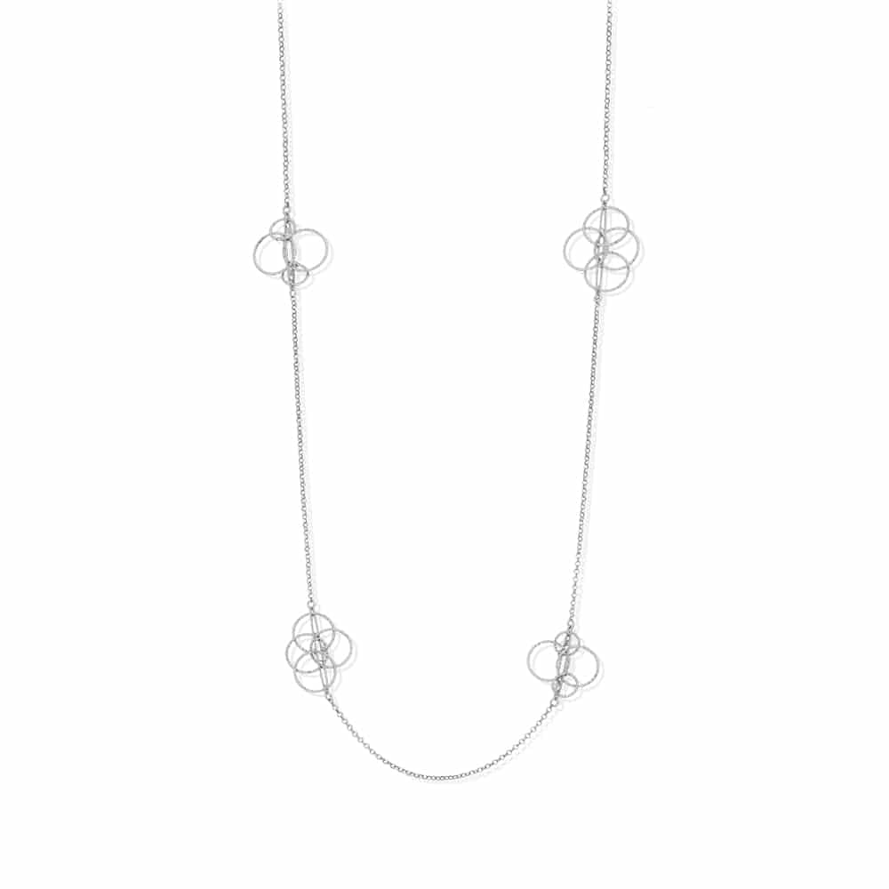 Collier sautoir cercle argent rhodié diamanté Silvia