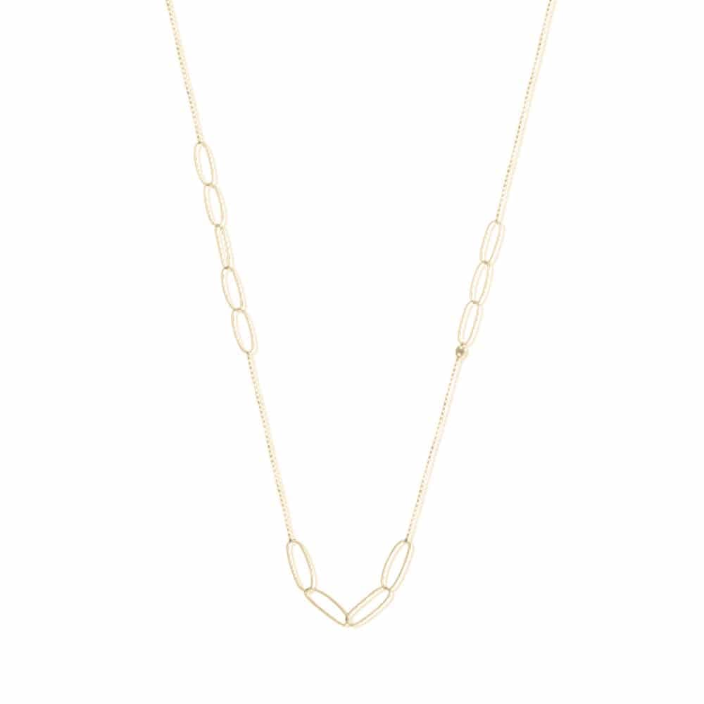 Collier sautoir forme maille argent doré diamanté