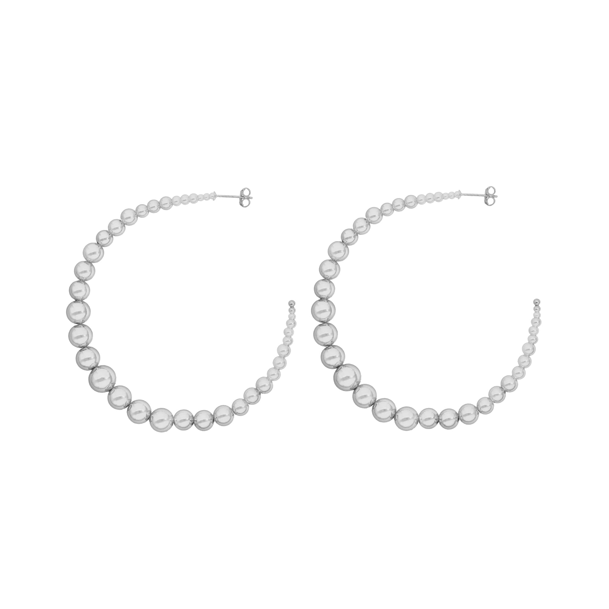 Créoles argent boules 60mm