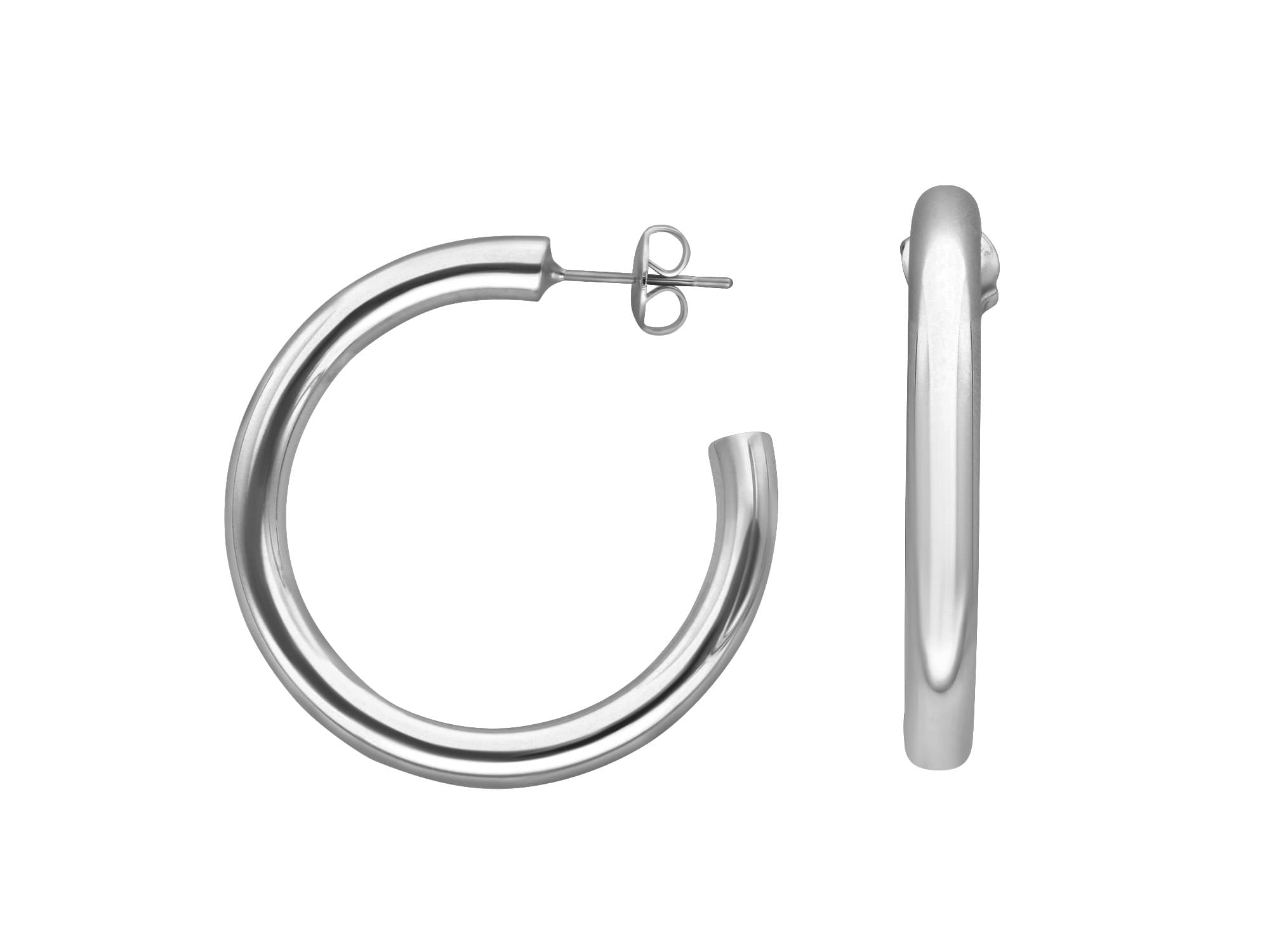 Créoles argentées tube diamètre 36mm