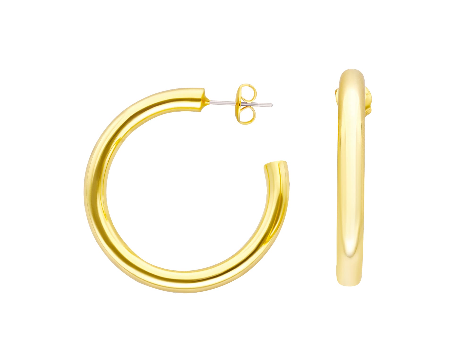 Créoles dorées tube diamètre 36mm