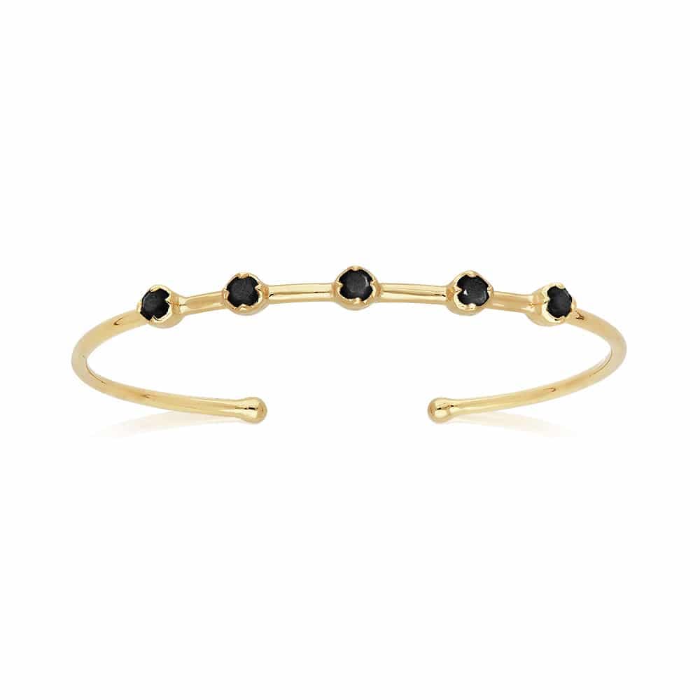 Bracelet jonc argent doré antique pierre spinelle noire