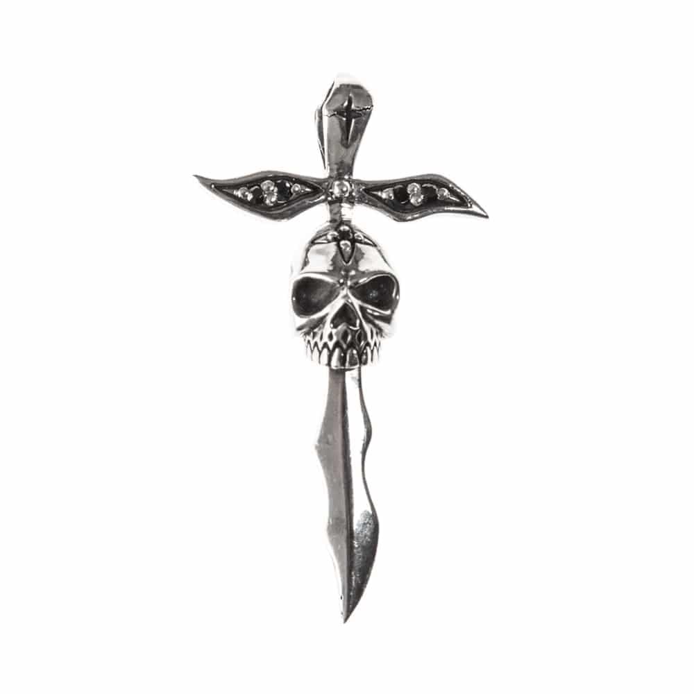 Pendentif argent dague tête de mort