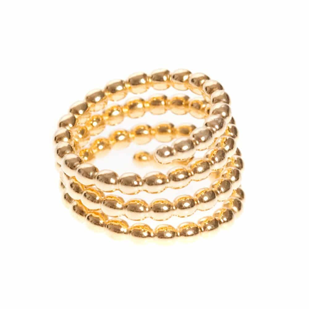 Triple Bague argent bulle d'or doré 4 rangs
