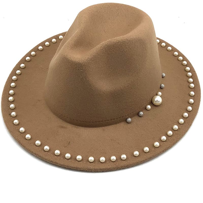 Nouveauté chapeau haut-de-forme en laine pour femmes - Beige