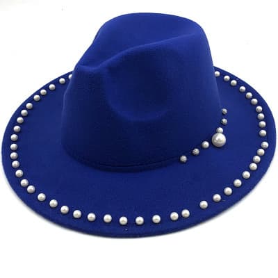 Nouveauté chapeau haut-de-forme en laine pour femmes - Blue