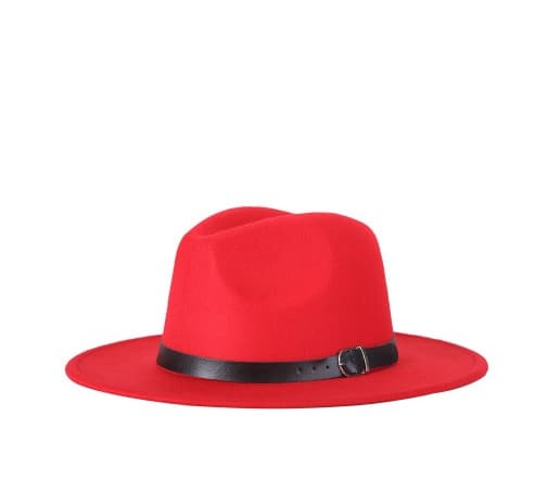 Chapeau large bord de couleur unie pour l'été - Red