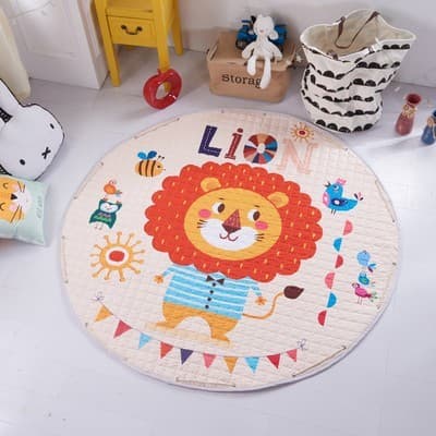 Tapis de 1,5m à motif bande dessiné pour chambre d'enfant - Lion