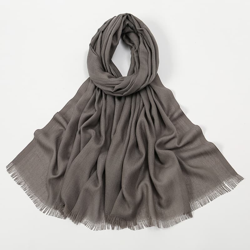 Grande écharpe en coton de couleur unie, résistante au soleil - 180cm - 12 Gray Coffee