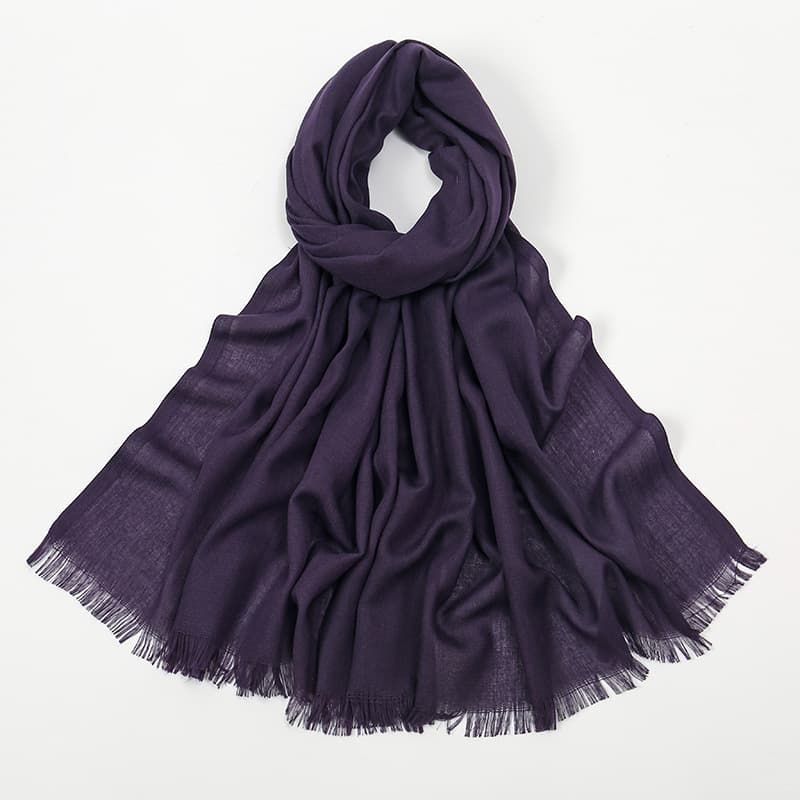 Grande écharpe en coton de couleur unie, résistante au soleil - 180cm - 15 Dark Purple