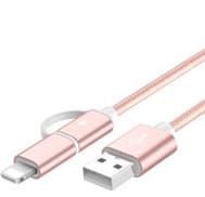 Câbles chargeurs USB rapide en 2 de 100cm avec cordons tressés - Rose gold
