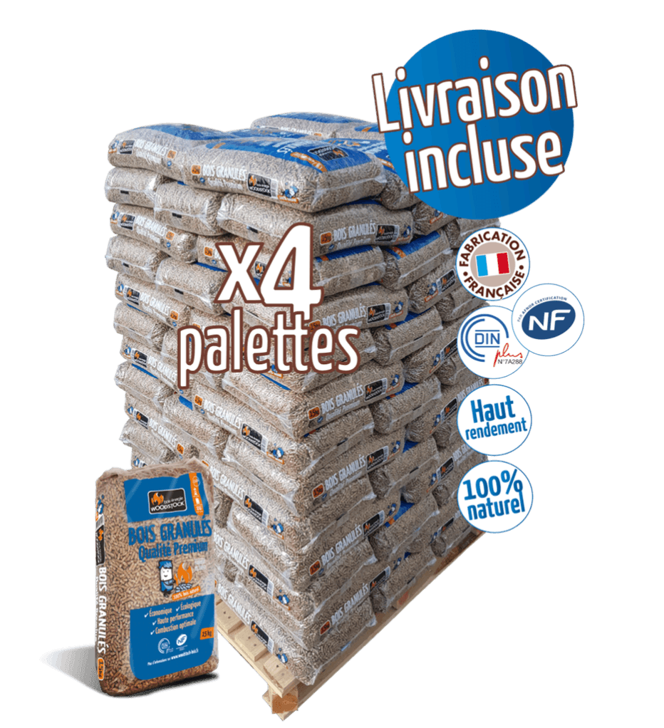 Palette de granulés WOODSTOCK x 4 (264 sacs) de 15 Kg