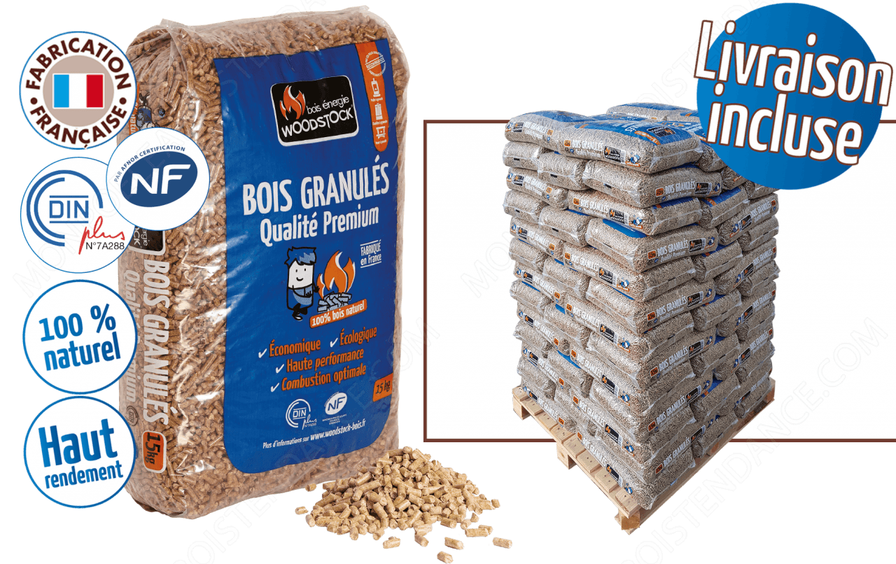 Granulés de Bois WOODSTOCK 1 Palette de 78 Sacs de 15 Kg
