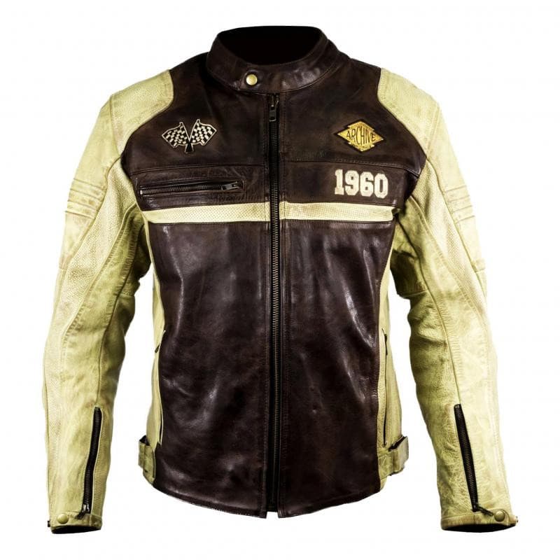 Blouson Racer Archive en Cuir list: Marron|Marron