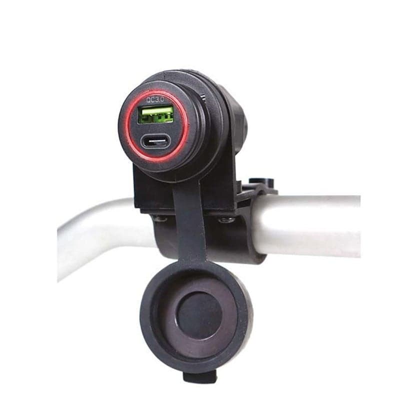 Chargeur Smartphone Moto Chaft double sortie USB et USB-C Noir