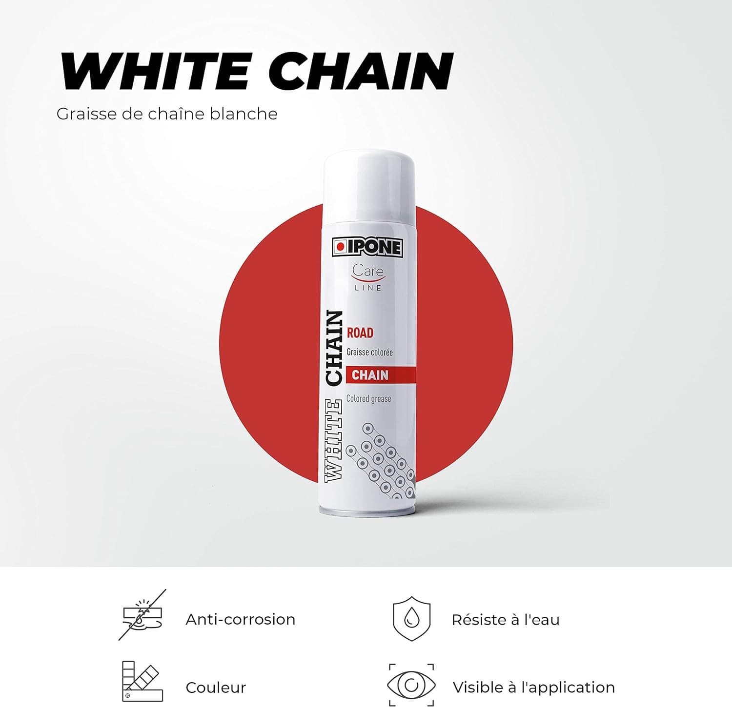 Graisse chaîne moto Ipone Chain-Road 250ml list: Blanc|Blanc|Rouge|Bleu