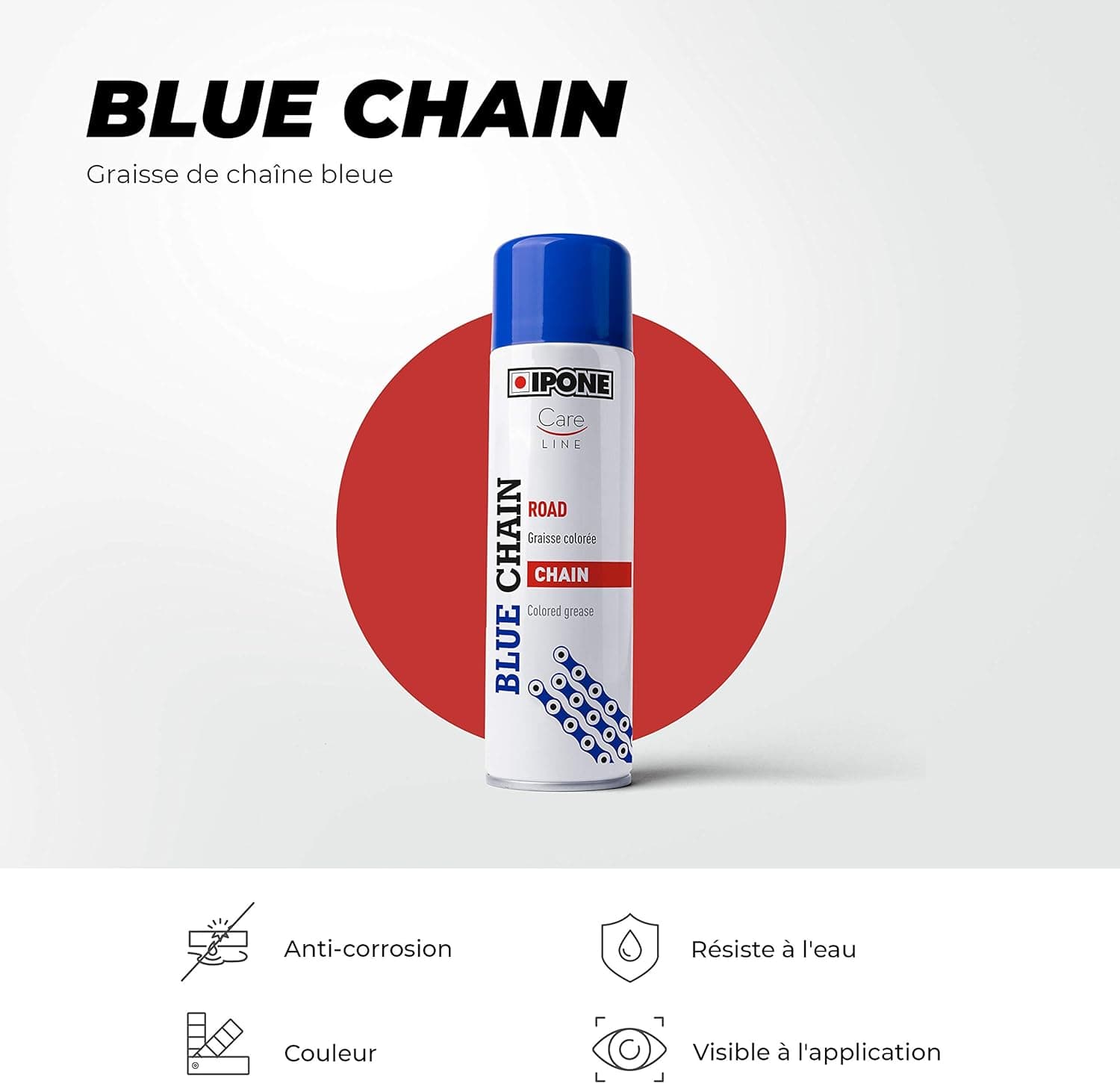 Graisse chaîne moto Ipone Chain-Road 250ml list: Bleu|Blanc|Rouge|Bleu