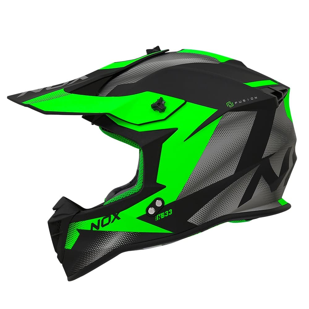 Casque Cross Nox N633 - Collection 2024 list: Vert|Noir|Blanc|Gris|Rouge|Orange|Jaune|Vert|Bleu|Rose|Multicolore