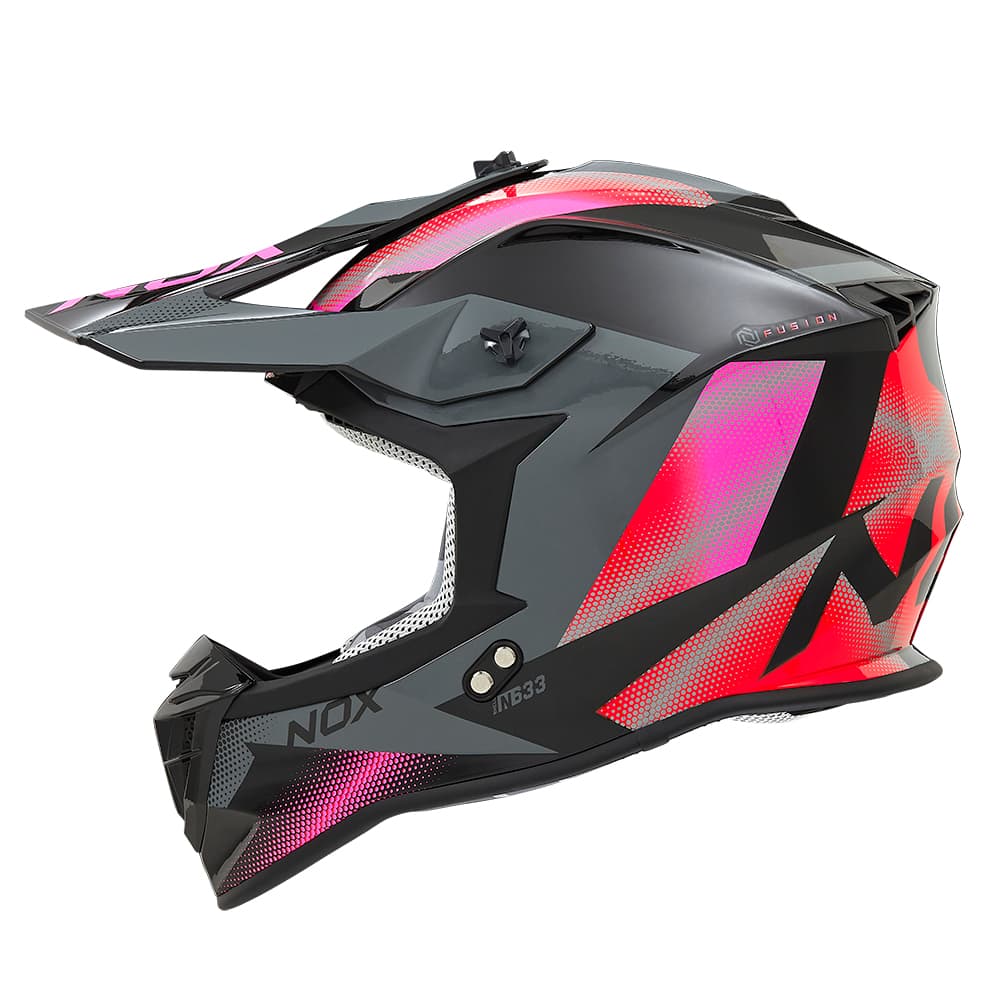 Casque Cross Nox N633 list: Rose|Noir|Blanc|Gris|Rouge|Orange|Jaune|Vert|Bleu|Rose|Multicolore