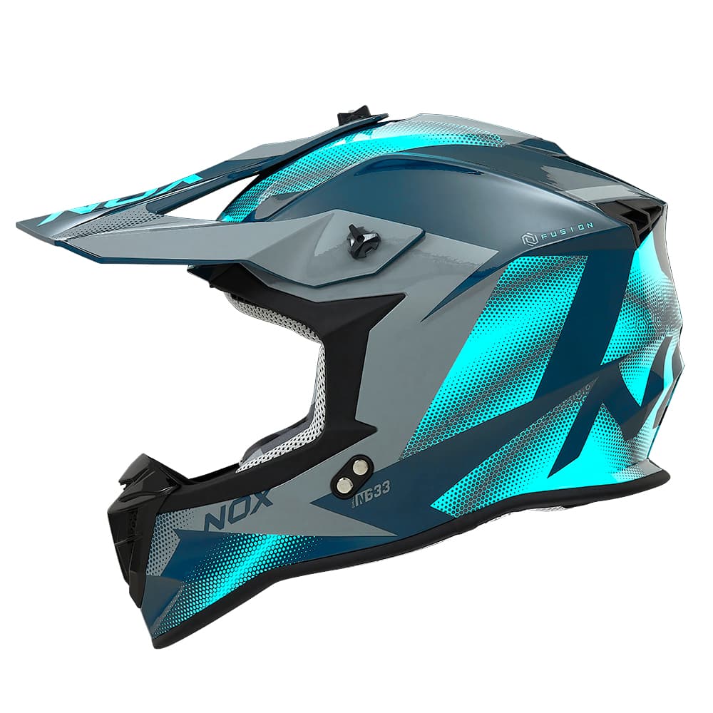 Casque Cross Nox N633 - Collection 2024 list: Bleu|Noir|Blanc|Gris|Rouge|Orange|Jaune|Vert|Bleu|Rose|Multicolore