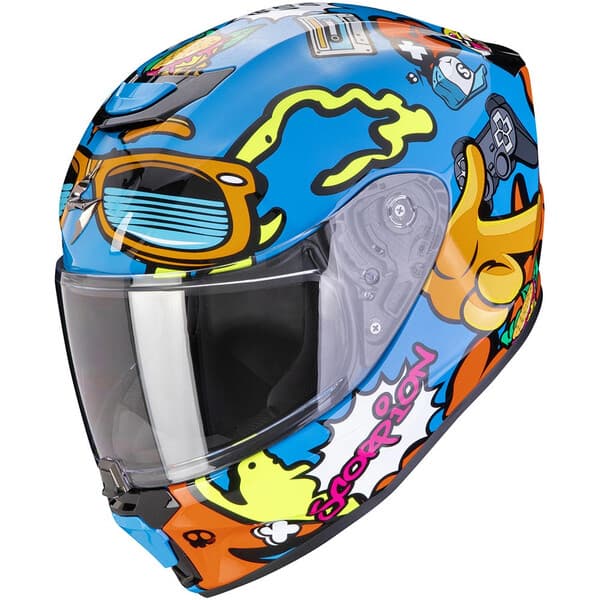 Casque Enfant Scorption Exo-JNR Air list: Bleu / Jaune|Noir|Blanc|Orange|Jaune|Bleu|Multicolore