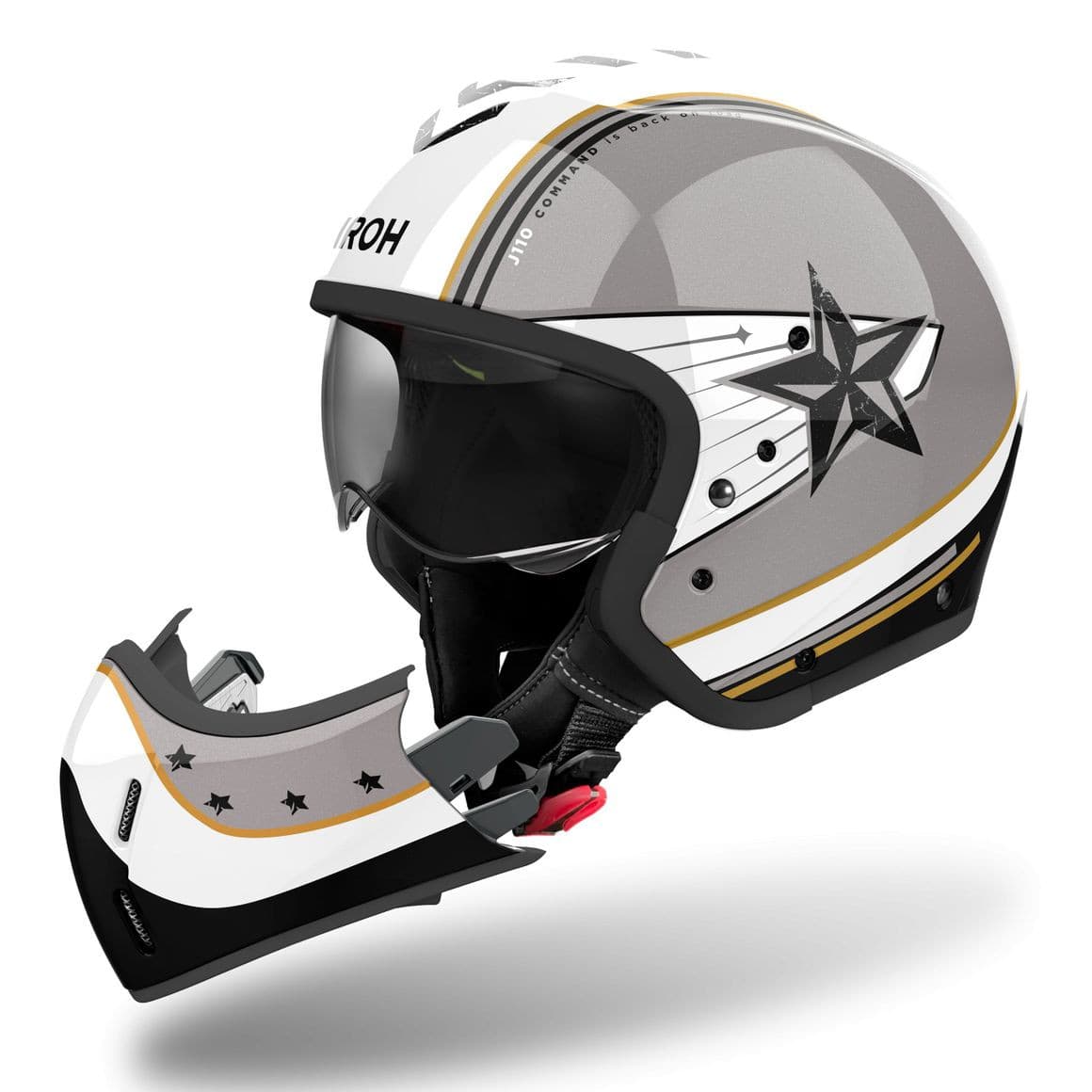 Casque  Transformable Airoh J 110 Command list: Gris|Noir|Gris|Rouge|Jaune|Vert|Multicolore