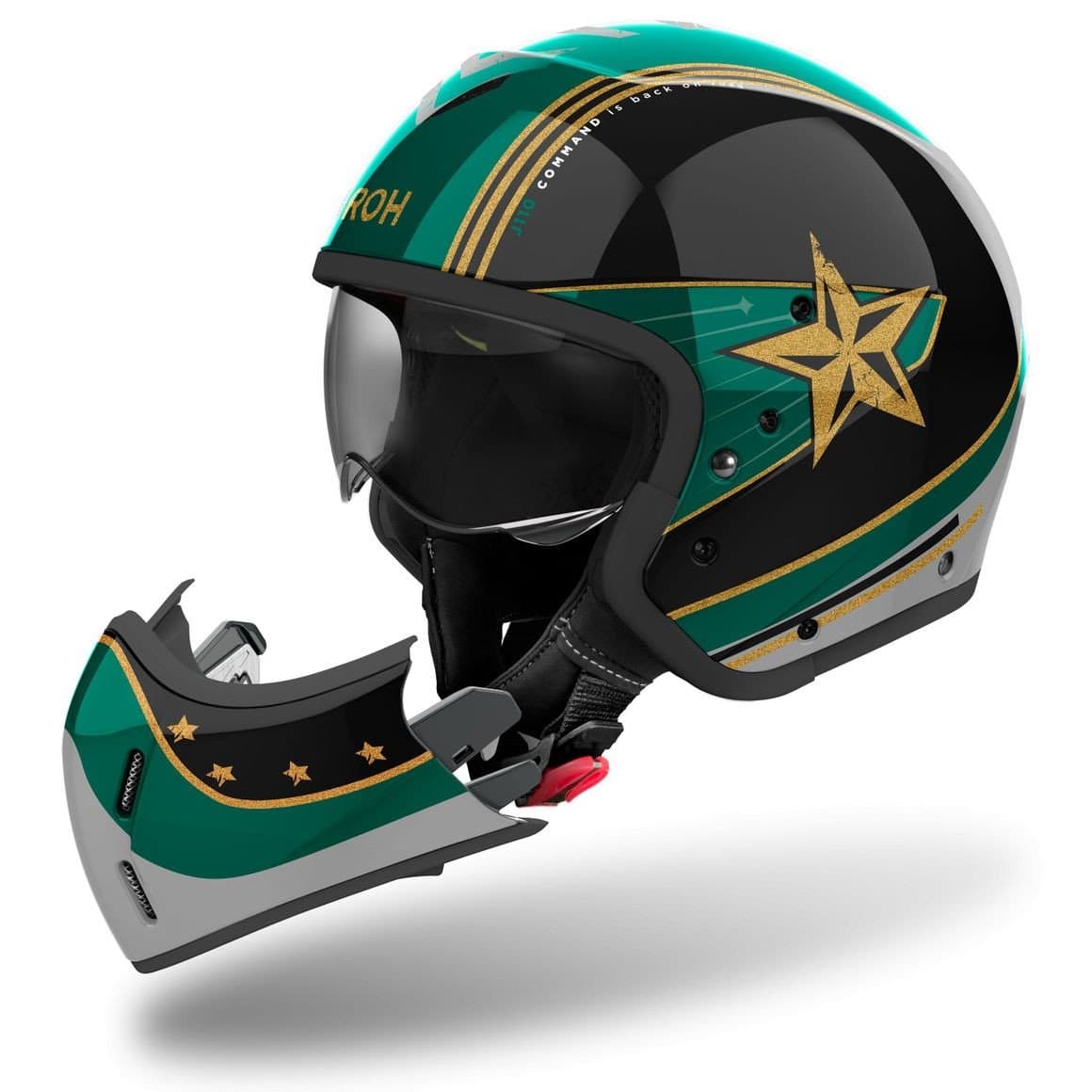 Casque  Transformable Airoh J 110 Command list: Vert|Noir|Gris|Rouge|Jaune|Vert|Multicolore