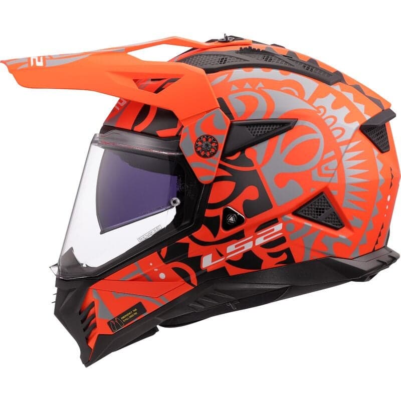 Casque Moto Cross LS2 MX702 Pioneer Rangi Orange