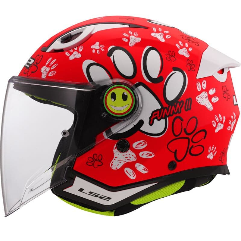 Casque Moto pour enfant LS2 OF622 Funny 2 Paws list: Rouge|Rouge