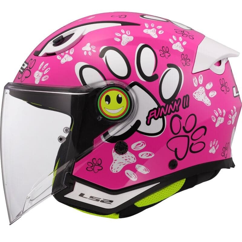Casque Moto pour enfant LS2 OF622 Funny 2 Paws list: Rose|Rouge