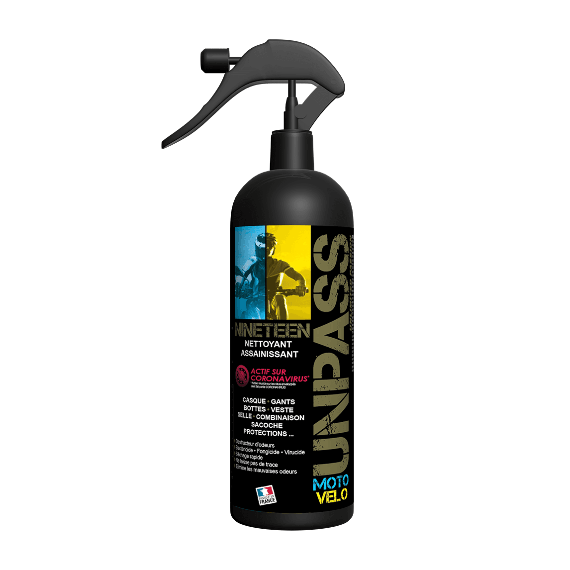 Nettoyant Assainissant Nineteen Unpass pour Casques - Gants - Bottes