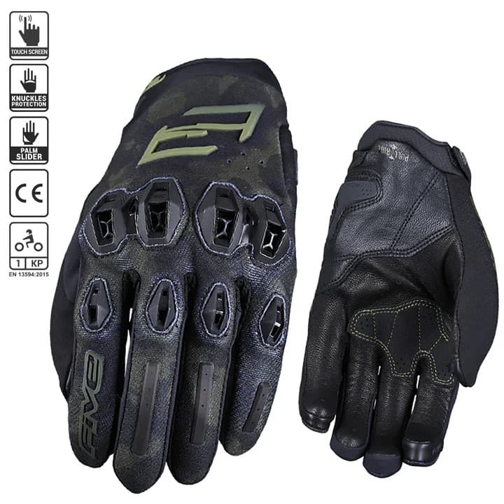 Gants Five Stunt Evo 2 list: Vert Camo|Noir|Blanc|Rouge|Jaune|Vert|Bleu|Multicolore
