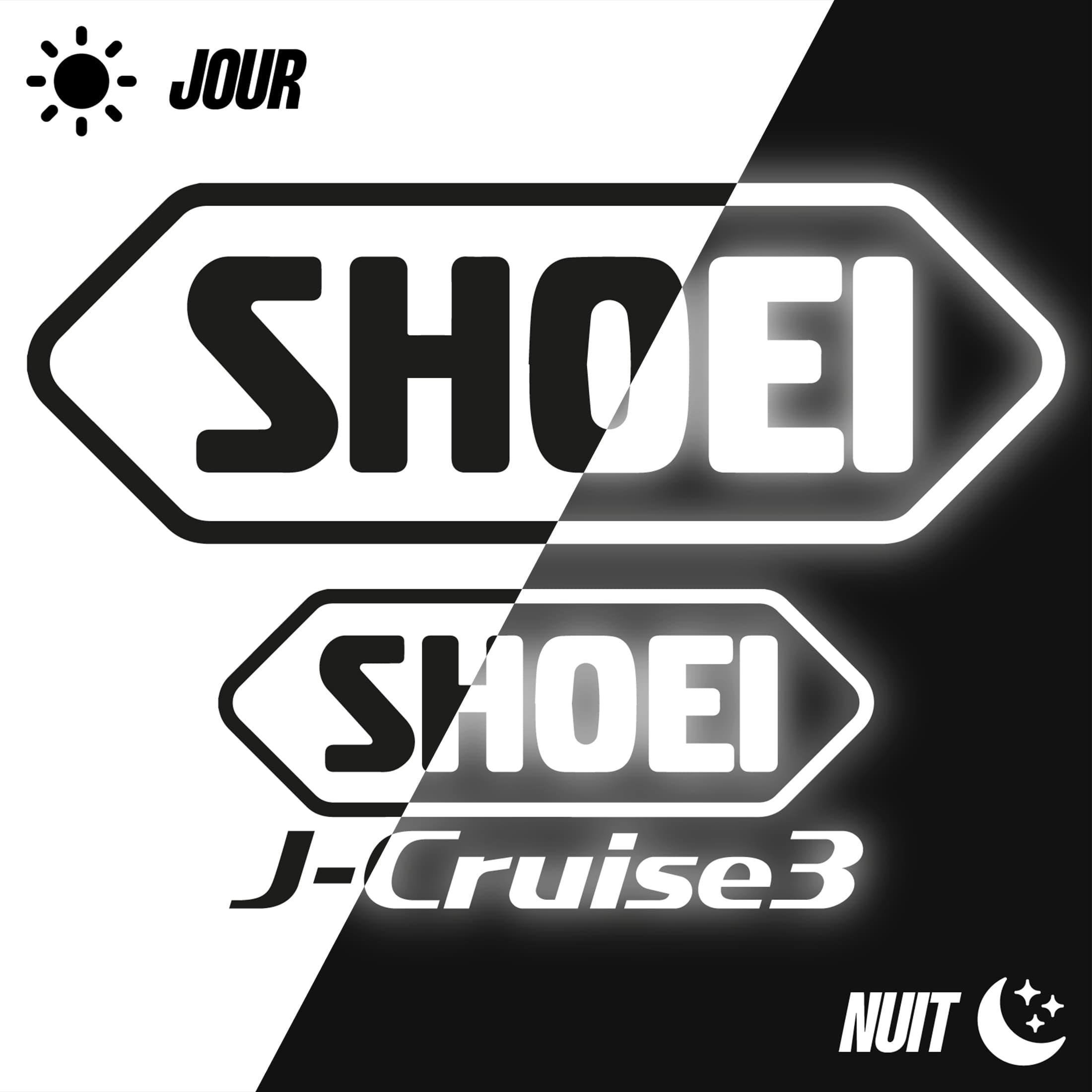 Sticker Shoei J-Cruise 3 Rétro-réfléchissant Noir