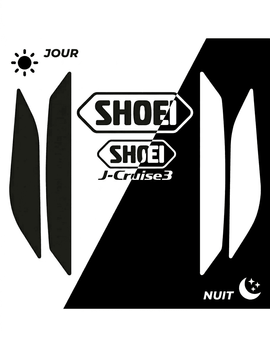Sticker Shoei J-Cruise 3 Rétro-réfléchissant Noir